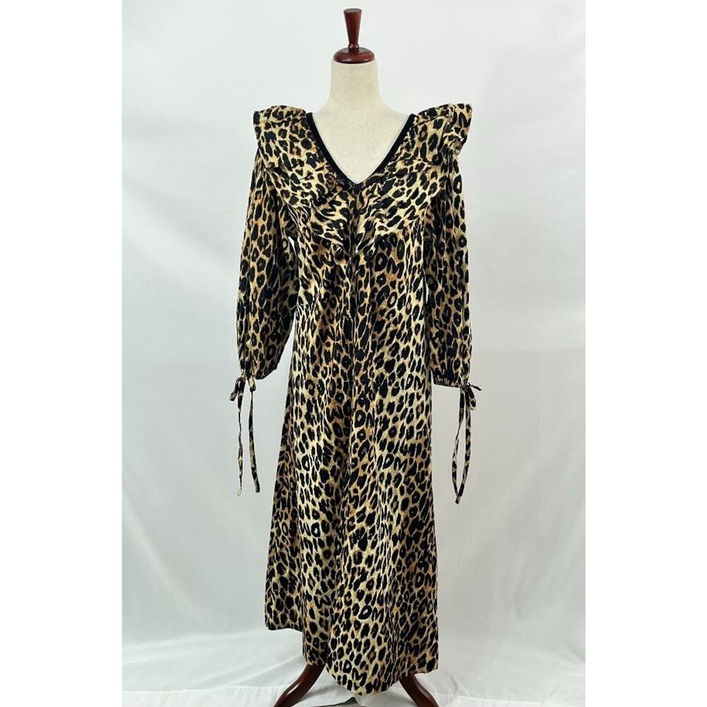 DAMSON MADDER Sz 12 UK 8 US Leopard Print Barbs Ruffle Midi Dress - Picture 2 of 12